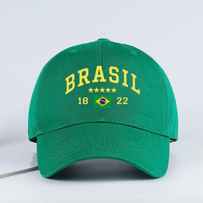 Brazil Flag Five Star Soft Top Baseball Cap