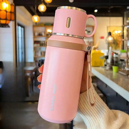 304 Stainless Steel Vacuum Insulated Thermos Bottle with Carry Strap