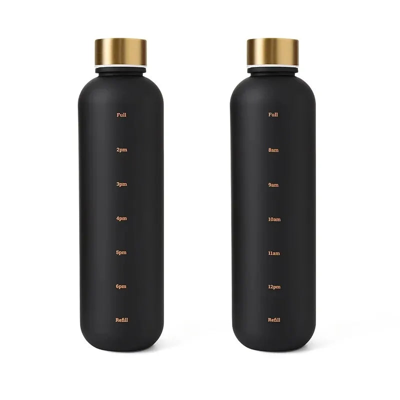 1L BPA Free Motivational Sports Water Bottle with Time Marker
