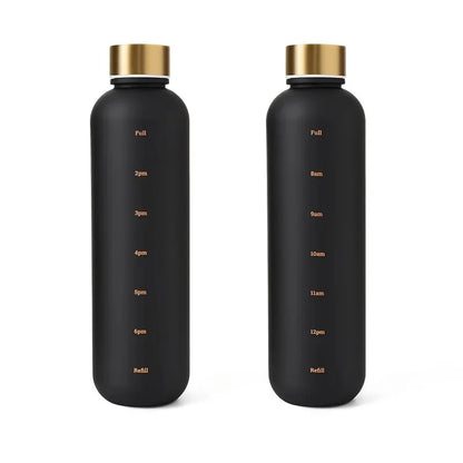 1L BPA Free Motivational Sports Water Bottle with Time Marker