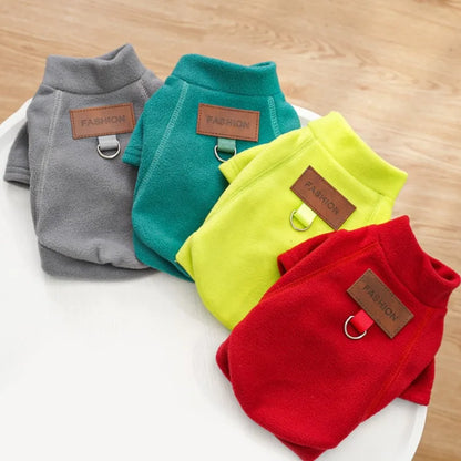 Warm Solid Color Dog Hoodie for Small Dogs & Cats Winter Pet Clothes