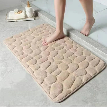 3D Cobblestone Non Slip Absorbent Bathroom Mat Quick Dry Doormat