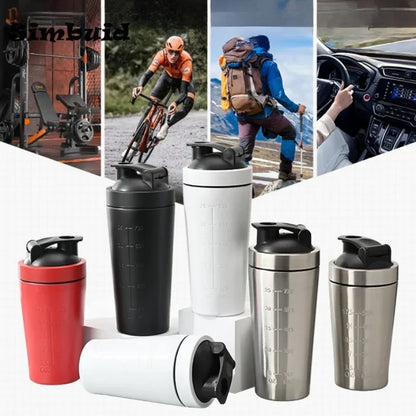 500ml or 750ml Stainless Steel Protein Shaker Bottle with Mixing Ball