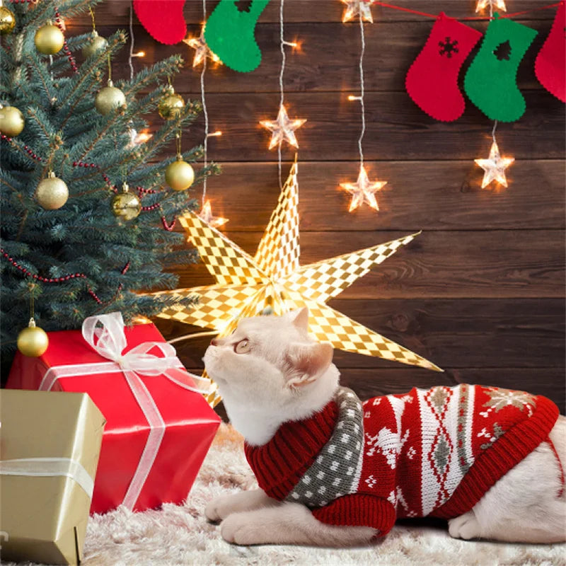 Cute Warm Cat Sweater Pullover for Winter Pet Clothing