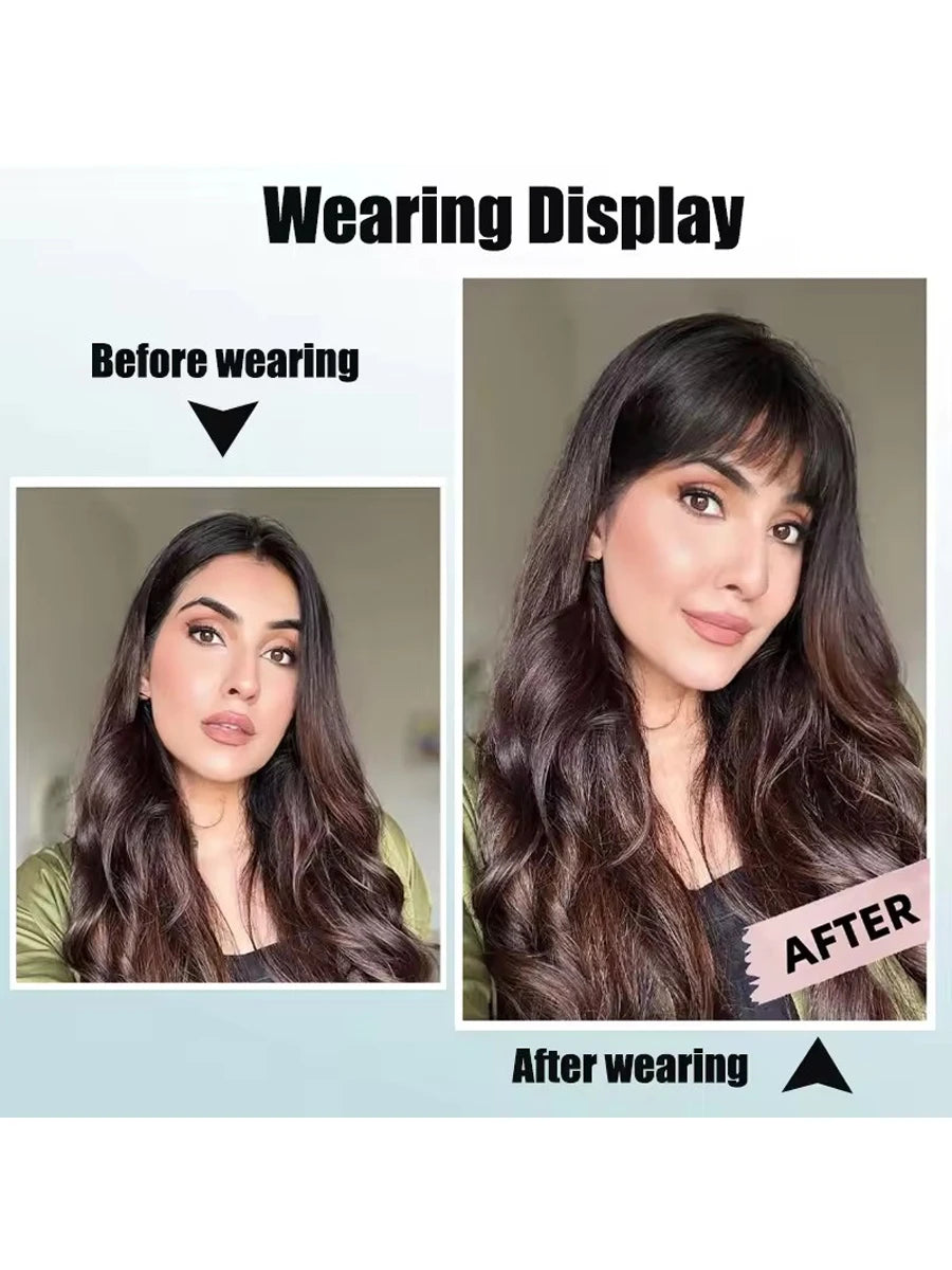Women's Natural Wispy Clip In Bangs with Sideburns