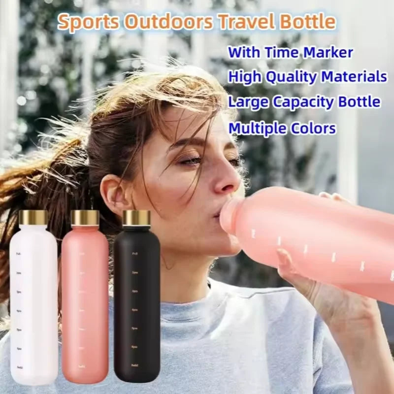 1000ml BPA Free Motivational Sports Water Bottle with Time Marker