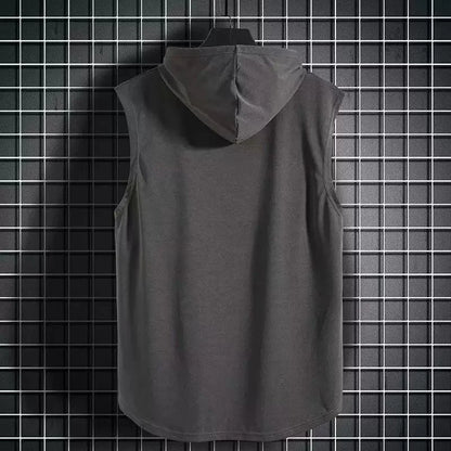 Men's Solid Color Sleeveless Hooded Tank Top