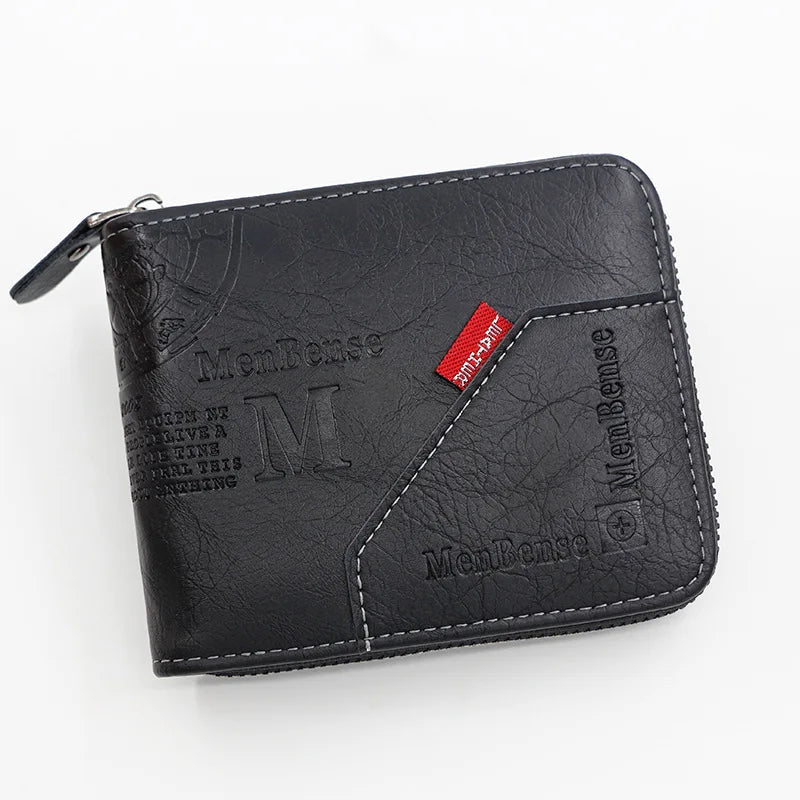 Men's Vintage PU Leather Zipper Wallet with Coin Pocket
