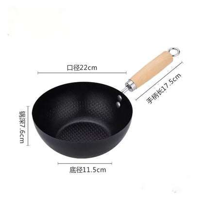 Uncoated Flat Bottom Iron Wok for Stir Fry Cooking