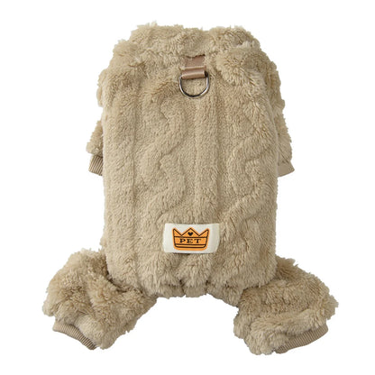 Soft Fleece Dog Jumpsuit with D-Ring for Small & Medium Dogs Winter Coat