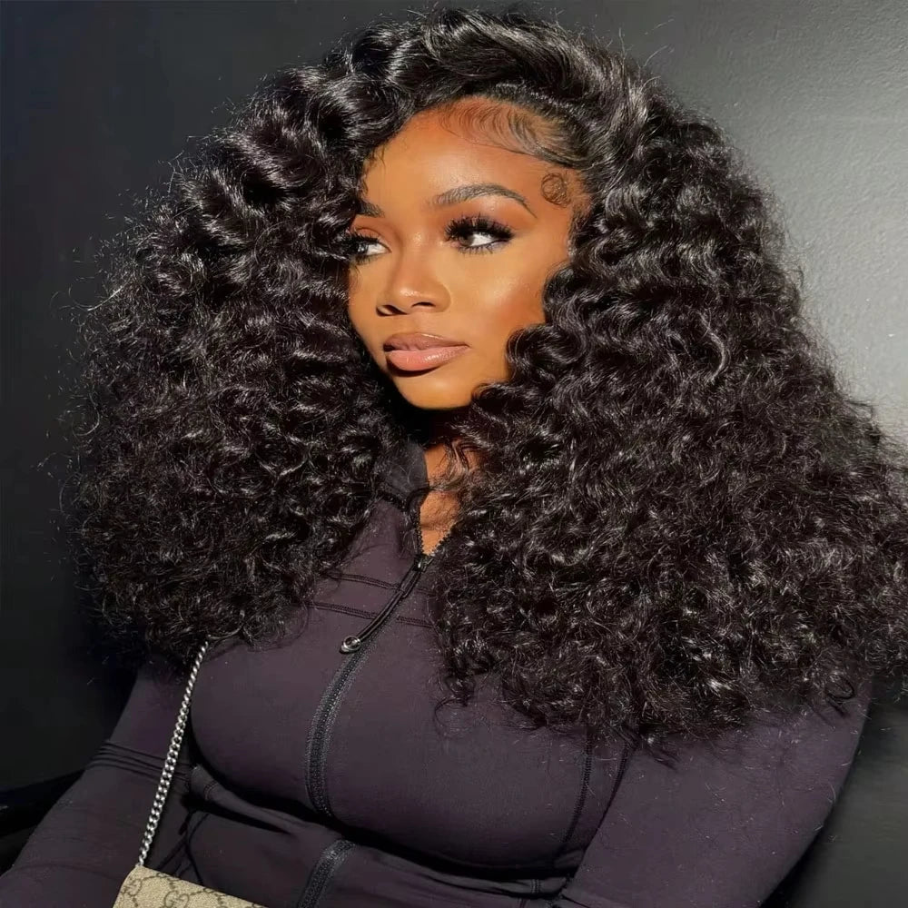 Women's 40 to 42 Inch Deep Wave HD Lace Front Human Hair Wig