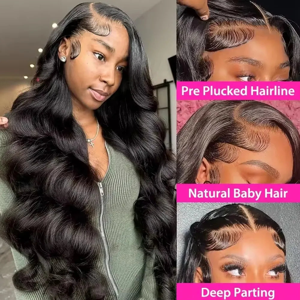 Women's 34 Inch 250% Density Body Wave HD Lace Front Human Hair Wig