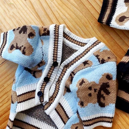 Striped Cardigan Sweater for Dogs & Cats Warm Pet Clothes