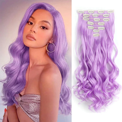 22 Inch Curly Wavy Clip In Hair Extensions 7PCS