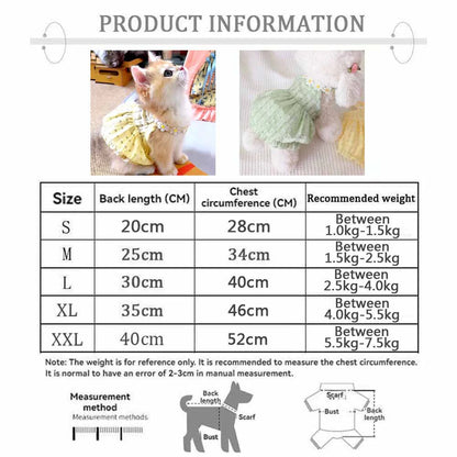 Floral Wreath Princess Dress for Small Dogs & Cats Summer Pet Clothing