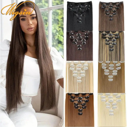 WIGSIN 24 Inch 7 Piece Straight Clip In Hair Extensions