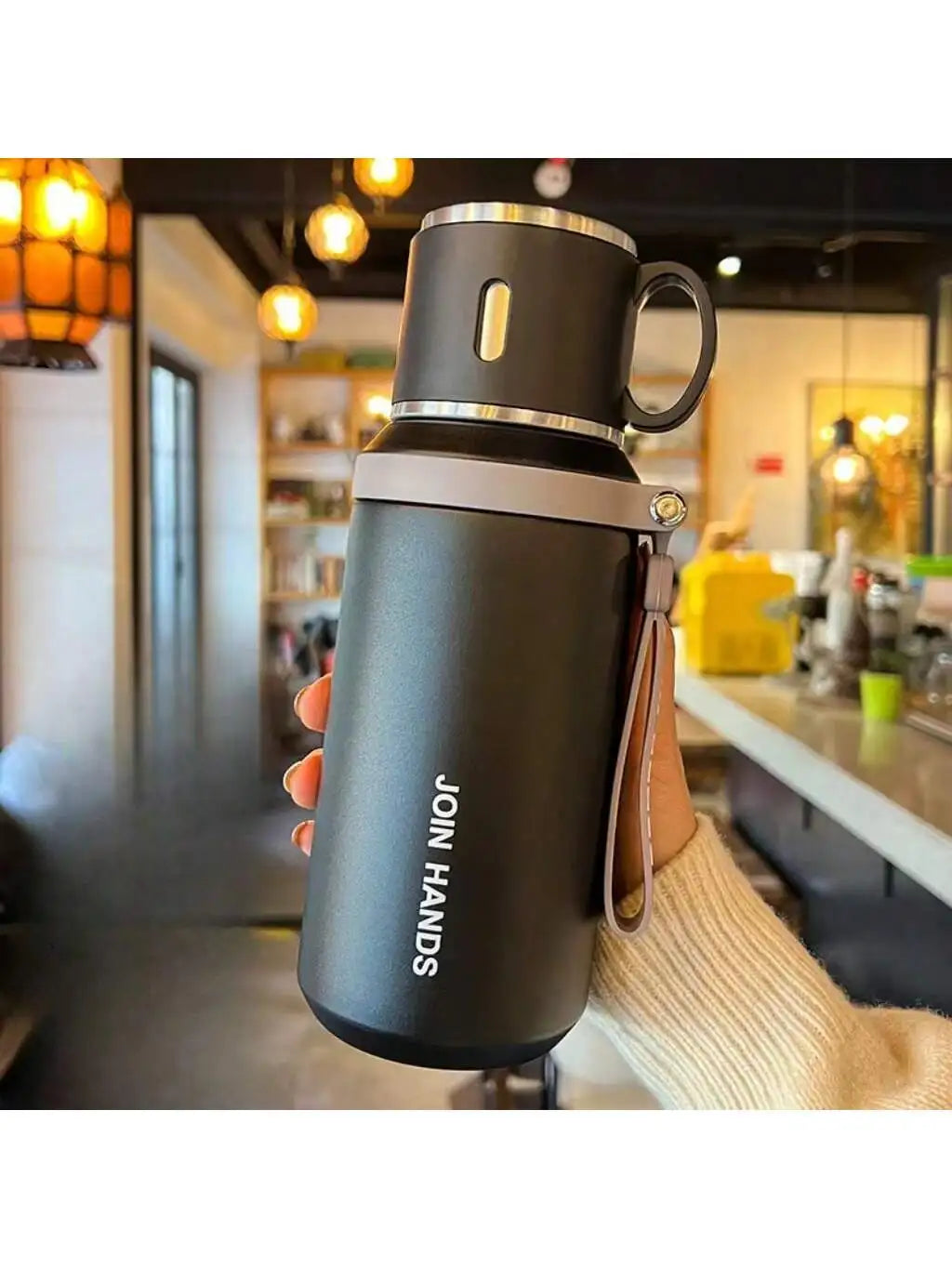 304 Stainless Steel Vacuum Insulated Thermos Bottle with Carry Strap