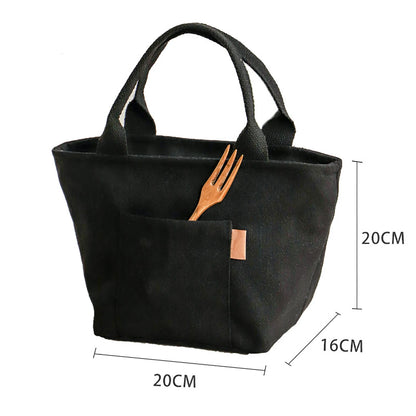 Canvas Insulated Lunch Tote Bag with Zipper for Travel & Picnics