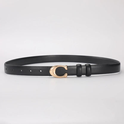 Women’s Fashion Belt with C-Shaped Buckle Double-Sided Leather Belt