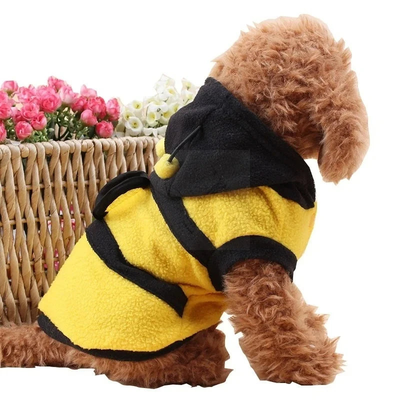 Bee Costume Fleece Hoodie for Dogs & Cats Halloween Pet Sweater