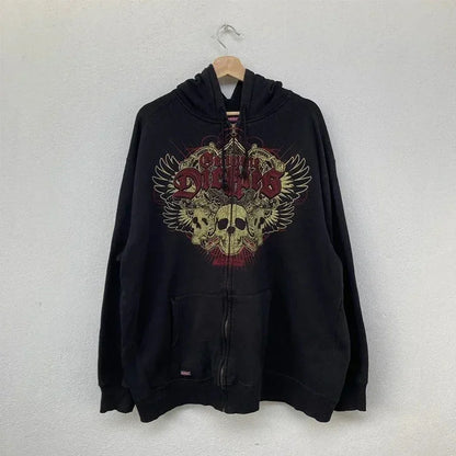 Men's Y2K Gothic Graphic Zip Up Hoodie