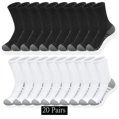 10 to 30 Pairs Men's Breathable Sports Crew Socks