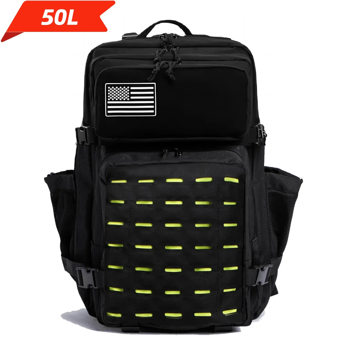 25L or 50L MOLLE Tactical Hiking Backpack with 2 Bottle Holders