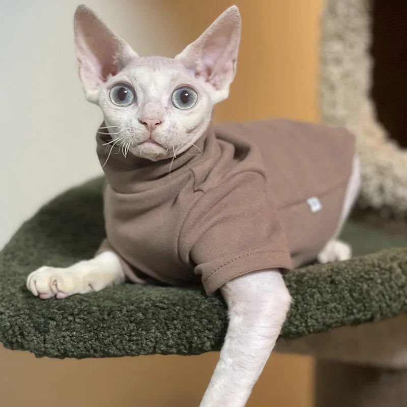 Soft Cotton Sphynx Cat Clothes for Fall & Winter