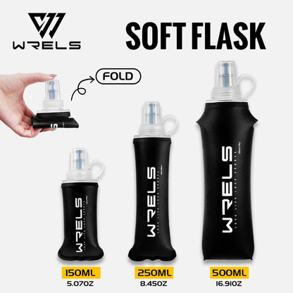 WRELS 500ml BPA Free Collapsible TPU Soft Flask Water Bottle