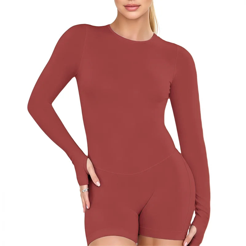 Women's Backless Long Sleeve Yoga Jumpsuit