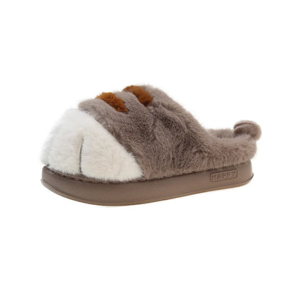 Cute Kitty Claw Furry Slippers for Women Warm Non Slip Home Shoes