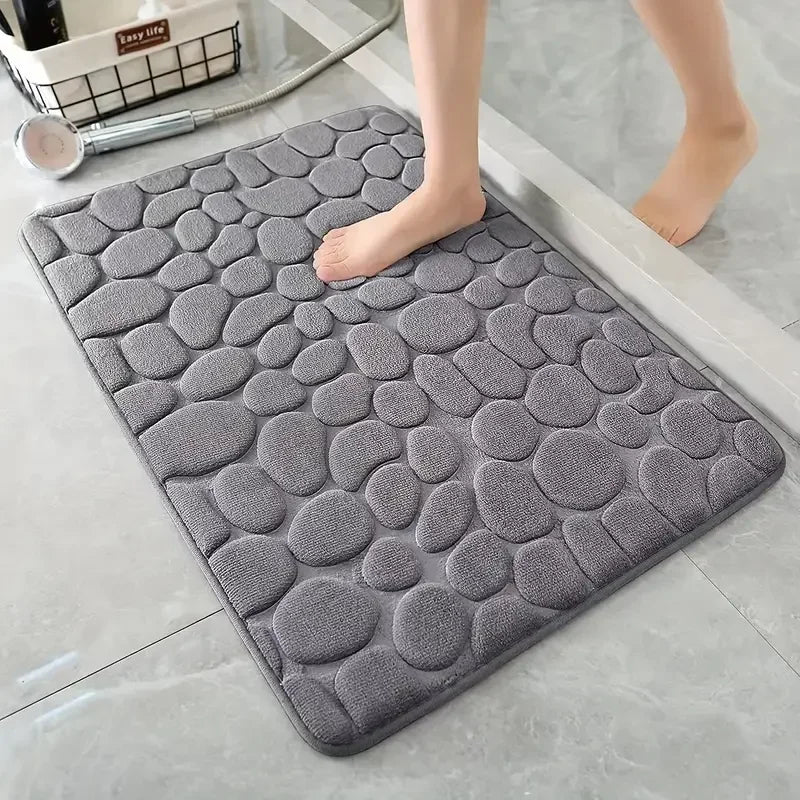 3D Cobblestone Non Slip Absorbent Bathroom Mat Quick Dry Doormat