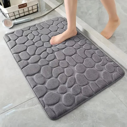 3D Cobblestone Non Slip Absorbent Bathroom Mat Quick Dry Doormat