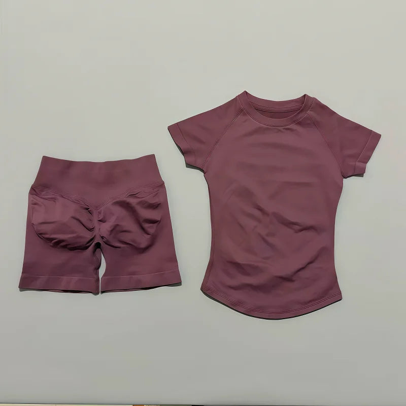 2 Piece Seamless Yoga Top and Shorts Set