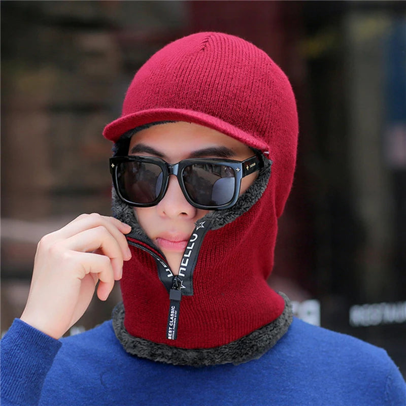 Men's Warm Wool Knit Hat with Ear Protection