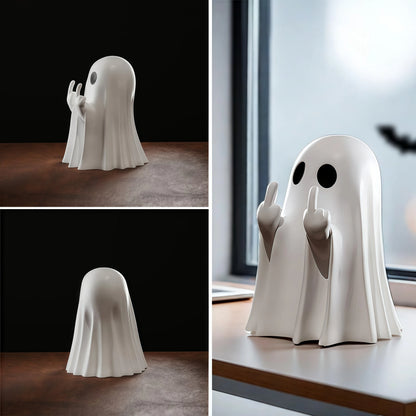 Cute Middle Finger Ghost Halloween Decor Figure
