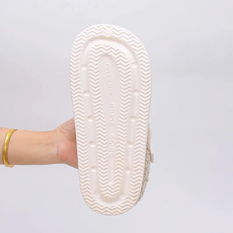Women's Waterproof EVA Furry Mule Slippers with Buckle