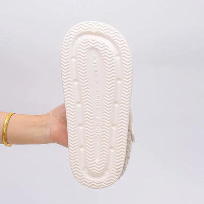 Women's Waterproof EVA Furry Mule Slippers with Buckle