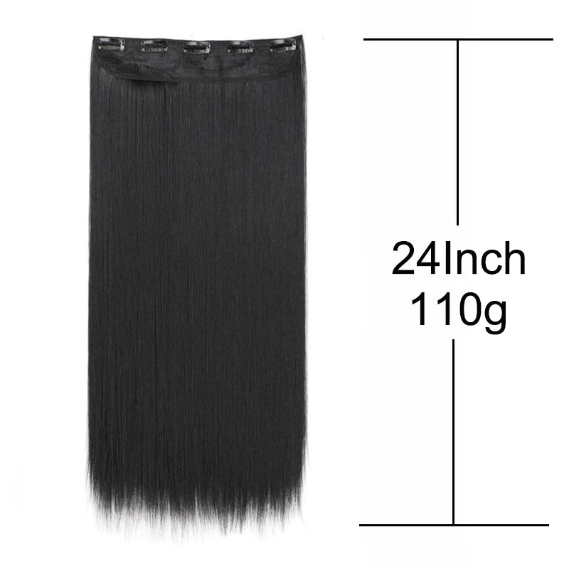 Women's 24 Inch 5 Clip Straight Synthetic Hair Extension