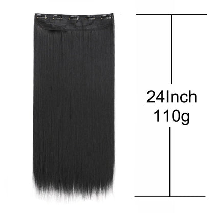 Women's 24 Inch 5 Clip Straight Synthetic Hair Extension