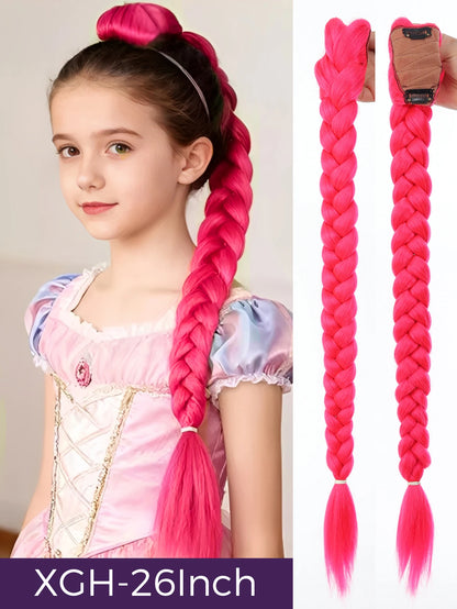 32 Inch Purple Braided Ponytail Hair Extension with Tinsel