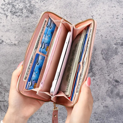 Women's Long PU Leather Zipper Wallet