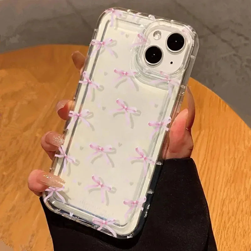 Cute Pink Heart Bow iPhone Case