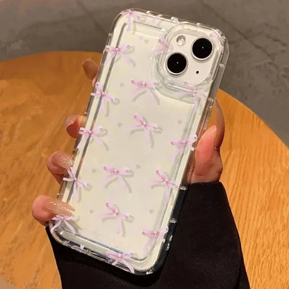 Cute Pink Heart Bow iPhone Case