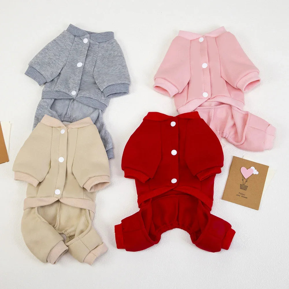 Fleece Winter Dog Jumpsuit Hoodie for Small & Medium Dogs