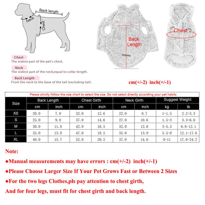 Soft Fleece Cat Sweater for Small & Medium Dogs Winter Pet Coat