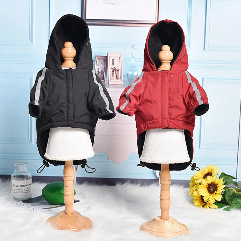 Waterproof Warm Hooded Dog Coat with Reflective Details for Small Dogs & Cats