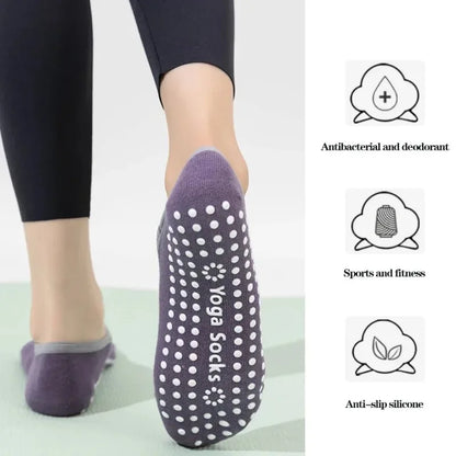 1 or 4 Pairs Women's Anti Slip Yoga Pilates Socks