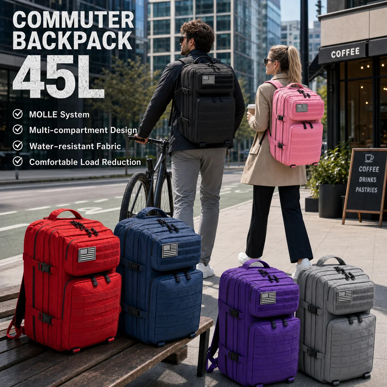 45L MOLLE Tactical Travel and Hiking Backpack