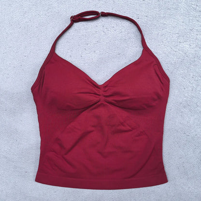 Women's Backless Strappy Workout Tank Top with Built In Bra